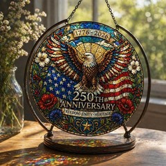 American Eagle USA Stained Glass Suncatcher