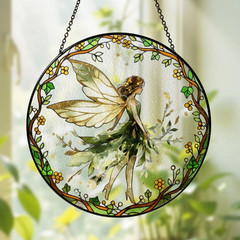 Fairy Forget Me Not Suncatcher, Blue Floral Stained Glass,Fairycore Window Decor
