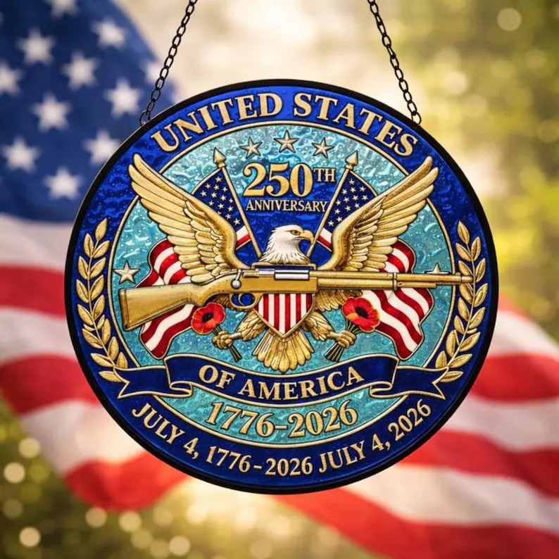 United States 250th Anniversary Stained Glass Suncatcher