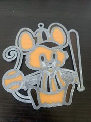 Vtg Stain Glass Sun catchers Mouse Baseball