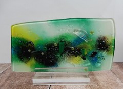 Moder Style Reverse Painted Glass Suncatcher 11-5/8″ x 7″
