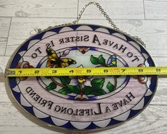 Majestic Sister Suncatcher Hand Painted Glass Art 8.5” X 6.5” Window Hanging