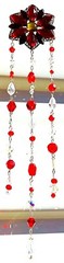 CHRISTMAS POINSETTIA CRYSTAL SUNCATCHER-RED/CLEAR CRYSTAL-HANDCRAFTED-10″- #905