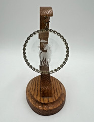 Glass Connection Wood Stand w/ Etched Glass Unicorn Suncatcher Art Decor