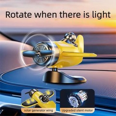 Solar Powered Rotating Airplane Car Dashboard Ornament 360° Auto Spin Decor