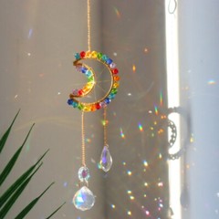 Colorful Crystal Sun Catcher with Chain Hanging Decorations for Window Home
