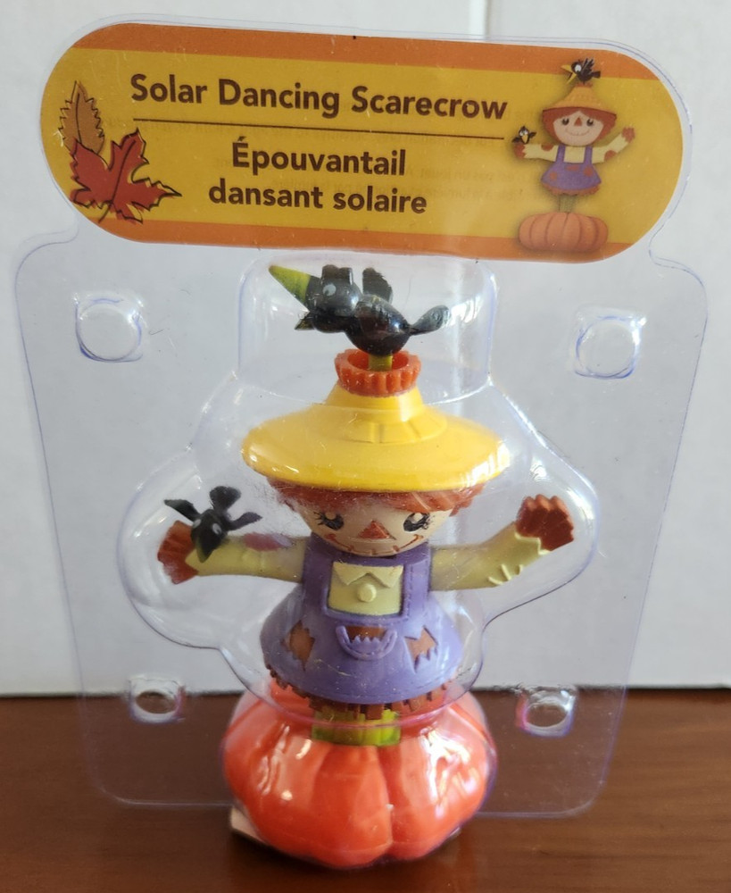 Solar Dancing Scarecrow Thankgiving Halloween Holiday Winter Bobble Head Crows