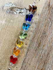 Suncatcher Chakra Rainbow Beads and Crystal, 8″L