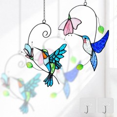 Hummingbird Stained Glass Window Hangings Handmade Suncatchers Decor