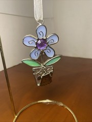 Glass Purple Flower Suncatcher Metal Ornament “You Are Special”