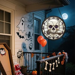Spooky Skull Stained Glass Suncatcher – Halloween Decor for Home & Garden, 6.3 i