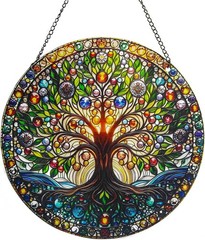 Stained Acrylic Window Handing-Life Tree Suncatcher Window Doors Home