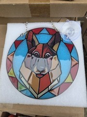 German Shepherd Mosaic GLASS Suncatcher Dog Lover Window Hanging Decoration NEW