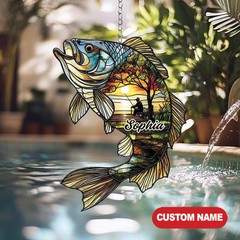 Sunset Fisherman Suncatcher Ornament