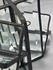Beveled Glass Metal Frame 16 Panels Handmade Geometric Hanging Suncatcher