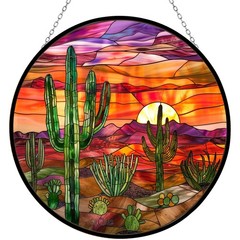 Cactus Stained Glass Suncatcher for Home Decor, Garden, and Seasonal Events