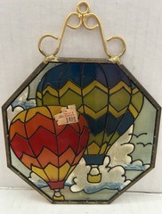 Vintage Brass Leaded Glass Hot Air Balloon Sun Catcher Stained Glass
