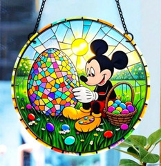 Suncatcher Disney Easter Mickey Mouse Mosaic Egg Window Art Hanging In/Outdoor