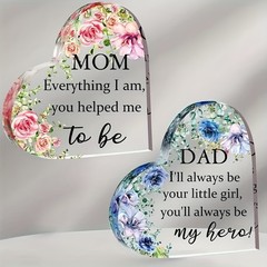Floral Heart Acrylic Plaque To Mom Dad Gift From Daughter Thanksgiving Decor