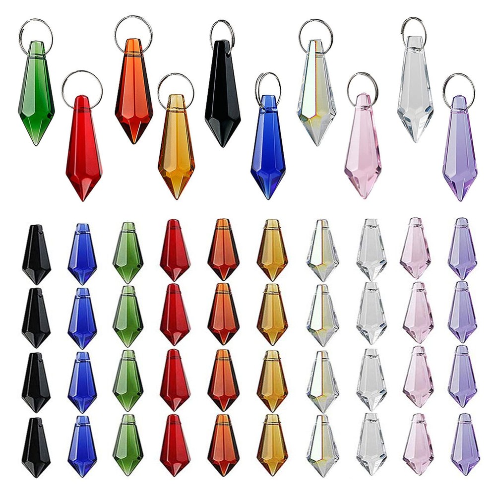 50pcs 38mm Crystal Icicle Pendant Chandelier Prisms Drops Lamp Candle Holders Cu