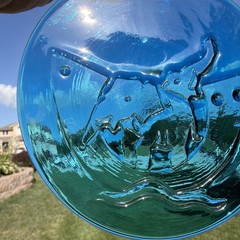 Holmegaard Michael Bang 4½” Round Blue Noah’s Ark Elephants Suncatcher