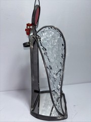 Vintage Stained Glass Angel Suncatcher Red Angel & Flowers Clear Bubbly Wings
