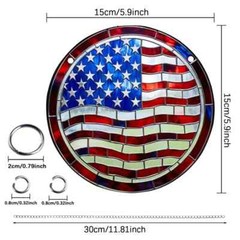 Wavy American Flag Suncatcher Double Sided Round Dyed Acrylic Decor