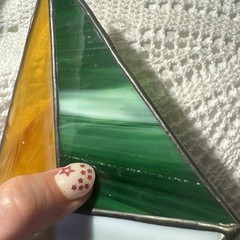 Vintage Leaded Stained Glass Sun Catcher Sailboat Simple Interesting Glass