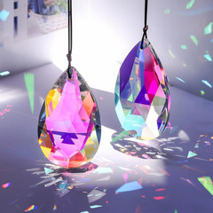 5Pcs 3-inch Crystal Sun Catcher Prisms for Windows Garden Patio,AB Colored Hangi