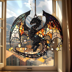 Boho Dragon Acrylic Suncatcher Style Window Decor