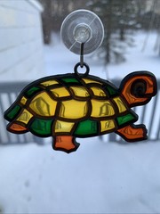 Vintage Turtle Sun Catcher stained glass type Trippy Hippie Hobo 3.5×2 Inch
