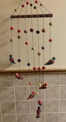 Ecuadorean Woven Straw Bird Hanging Mobile 30”