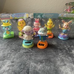 VTG Solar Powered Dancing Bunnies, Lambs, & Chicks Lot Of 7 Easter Figures