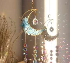 Aquamarine Crystal Moon Suncatcher