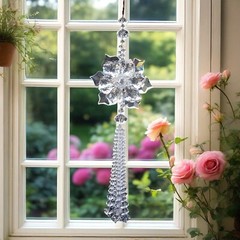 Crystal Flower Suncatcher Hanging Ornament, Rainbow Maker Window Garden Decor