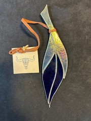 Stained Glass Feather with Leather Hanging Strap 8.5″