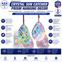 Set 2 Crystal Sun Catcher Prisms Pendant for Window Hanging Decor,3Inch AB Color