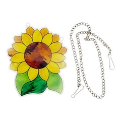 Sunflower Suncatcher – Stained Style Acrylic Window Hanging w Chain 5″ x 6″ New