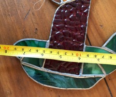 Stained Glass Christmas Holiday Chamber Candle Sun Catcher Red Green Amber