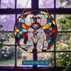 Poodle Acrylic Suncatcher 2D Print Pet Theme Home Window Hanging Decoration Gift
