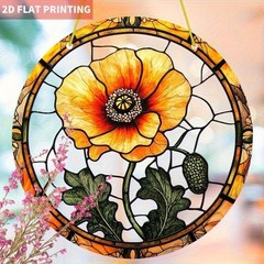Boho Poppy Acrylic Suncatcher Double Sided UV Printed Vibrant Wall Art Decor
