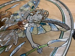 AMIA Handcrafted Glass Oval Fairy Sun-Catcher 9” X 6.5”