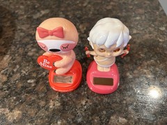 Solar Powered Bobble Head Valentine’s Day Dancing Cupid & Bear Lot Of 2