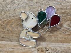 Teddy Bear Holding Balloons Light Catcher Suncatcher 5″ × 4.5″