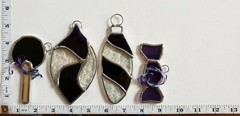 Stained Glass Sun catcher Handmade USA SET OF 4 PURPLE CHRISTMAS ORNAMENTS