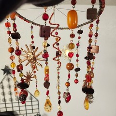 Fire Sun Colorful Beaded Sun Mobile Suncatcher Handmade Spinner