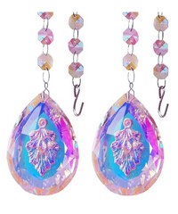 Sett Of 2 Glass Crystal Prism Tear Drop Sun Catcher’s Chandelier Art
