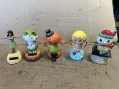 Vintage Lot of 5 Solar Dancers Hula Pumpkin Sledding Snowman Cupid Dinosaur -V04