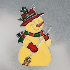 VTG Metal Stained Glass Style Snowman window sun-catcher__