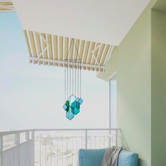 Versatile Blue-Green Stained Glass Window Hanging – Perfect Housewarming Gift